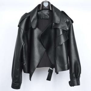 Oversized Leather Jacket Black